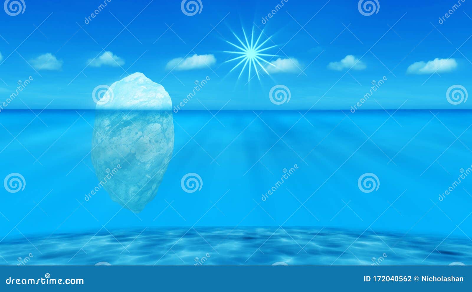 3d Rendering of Big Ice Stone on the Sea Stock Illustration ...