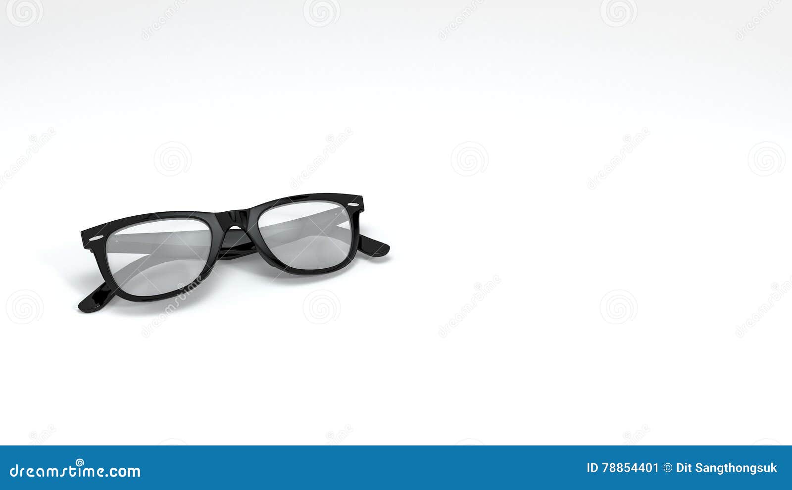 3d Rendering Black Eyeglasses in White Background Stock Illustration ...