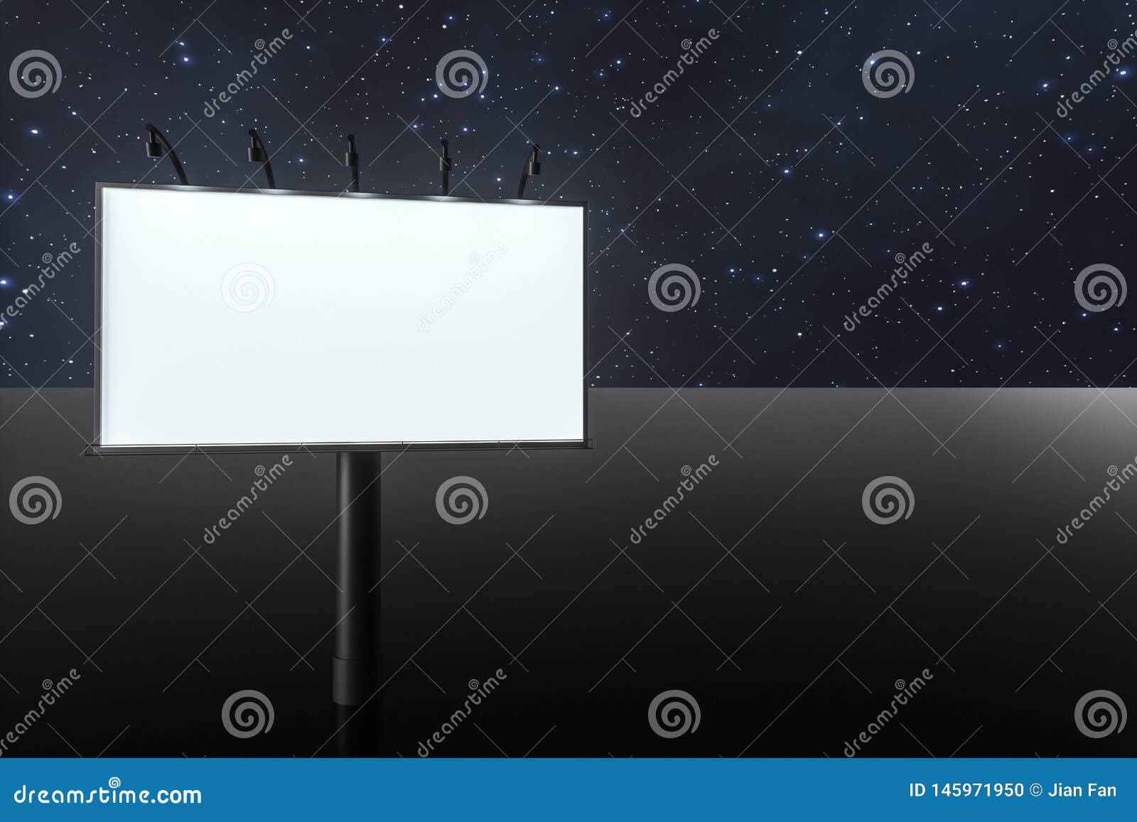 3d rendering, blank advertising board in the night scene