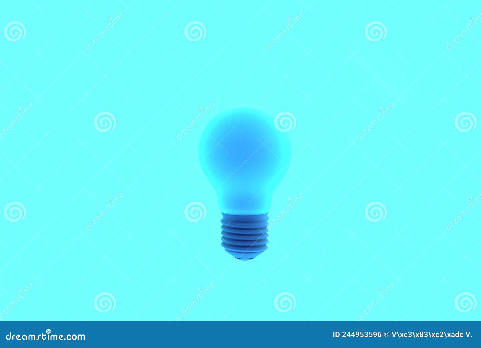 3d Rendering of a Blue Light Bulb on Blue Background Stock Illustration