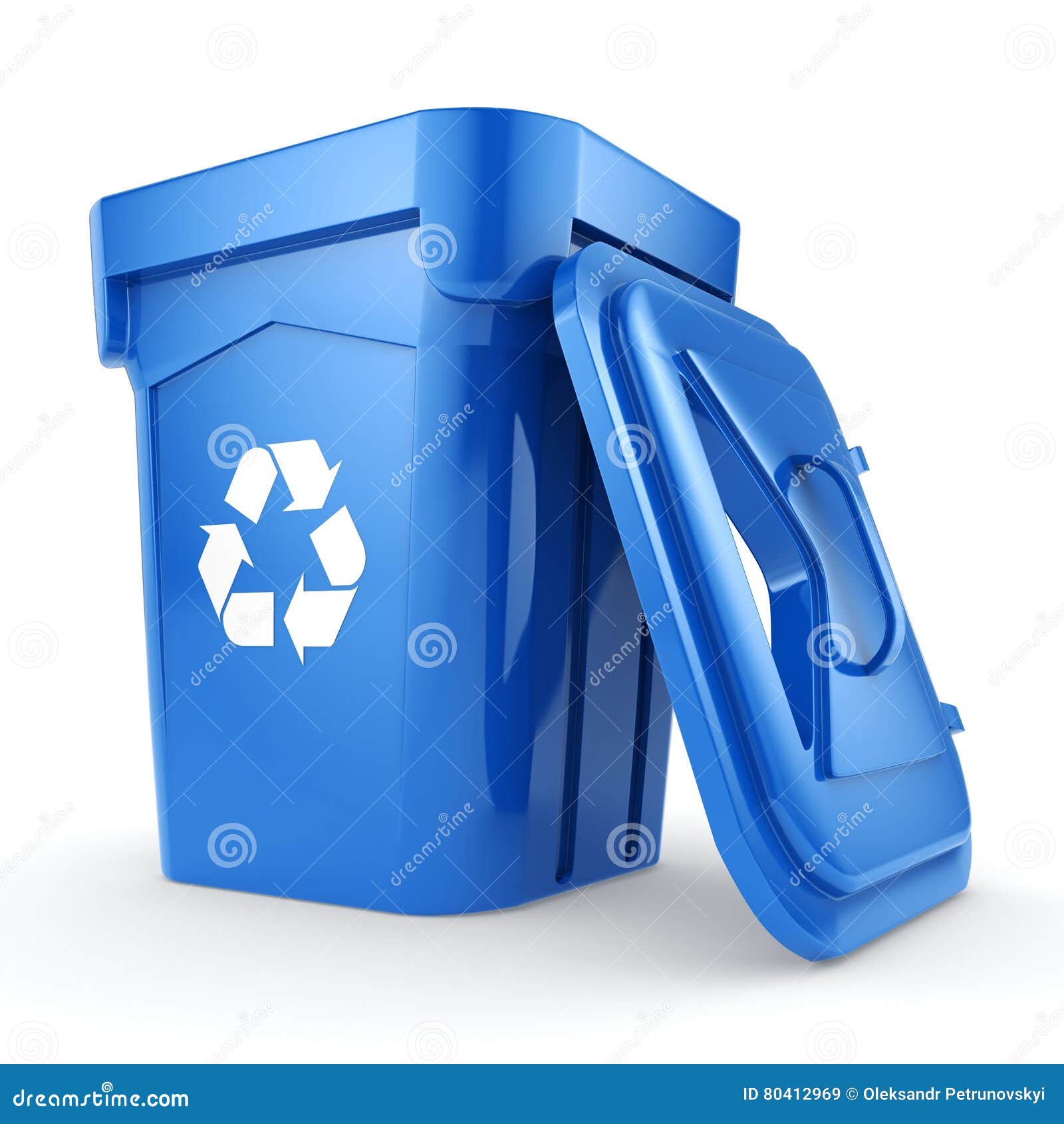 3D Rendering Blue Recycling Bin Stock Illustration Illustration of