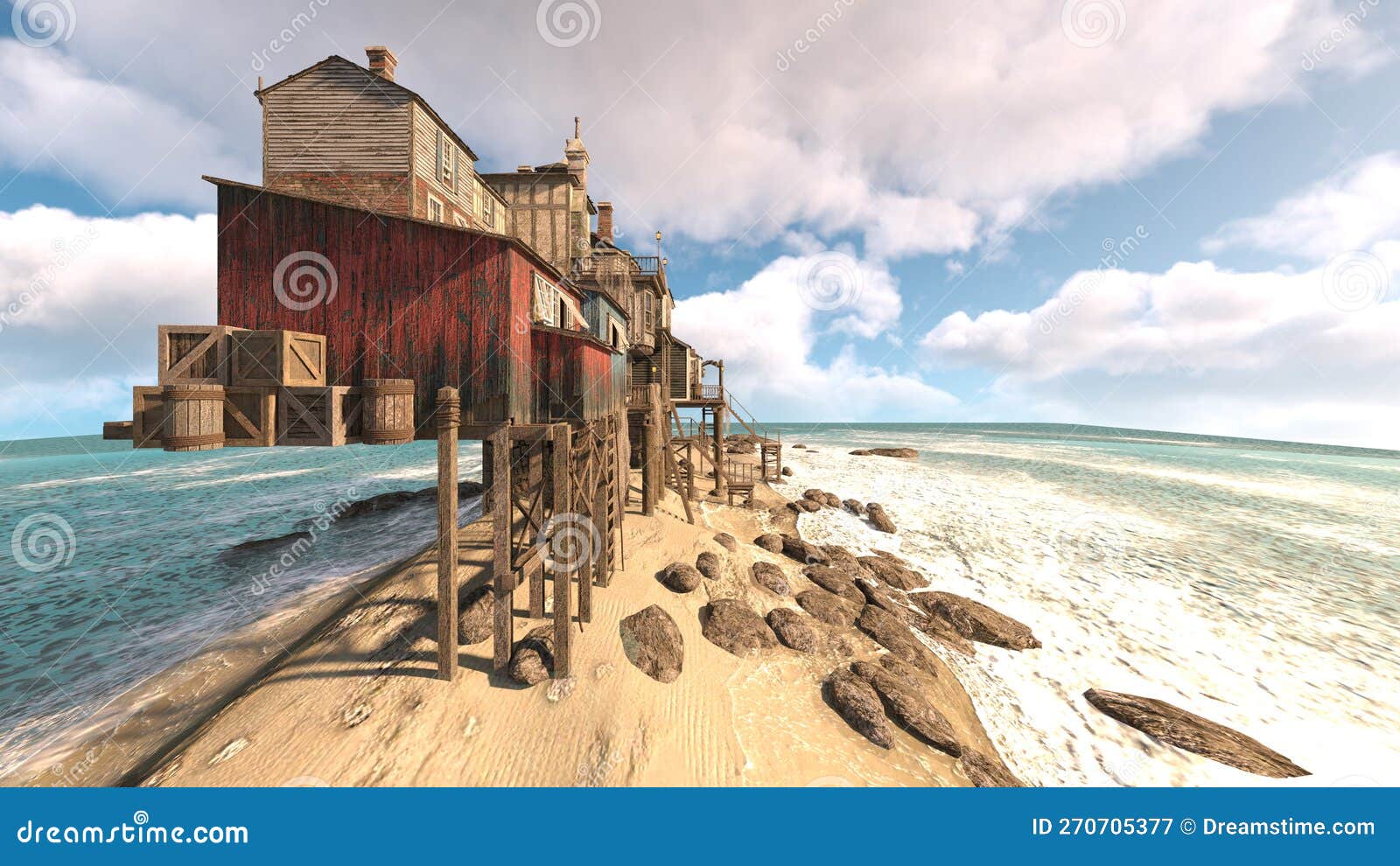 3D Rendering of the Boathouse Stock Illustration Illustration of ship