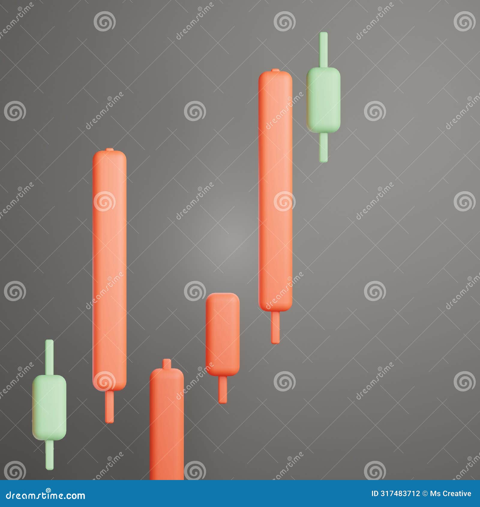 3d Rendering of Bullish or Bearish Candlesticks Graph Chart for Trading  Cryptocurrency Icon on Clean Background for Mock Up and Stock Illustration  - Illustration of bearish, concept: 317483712