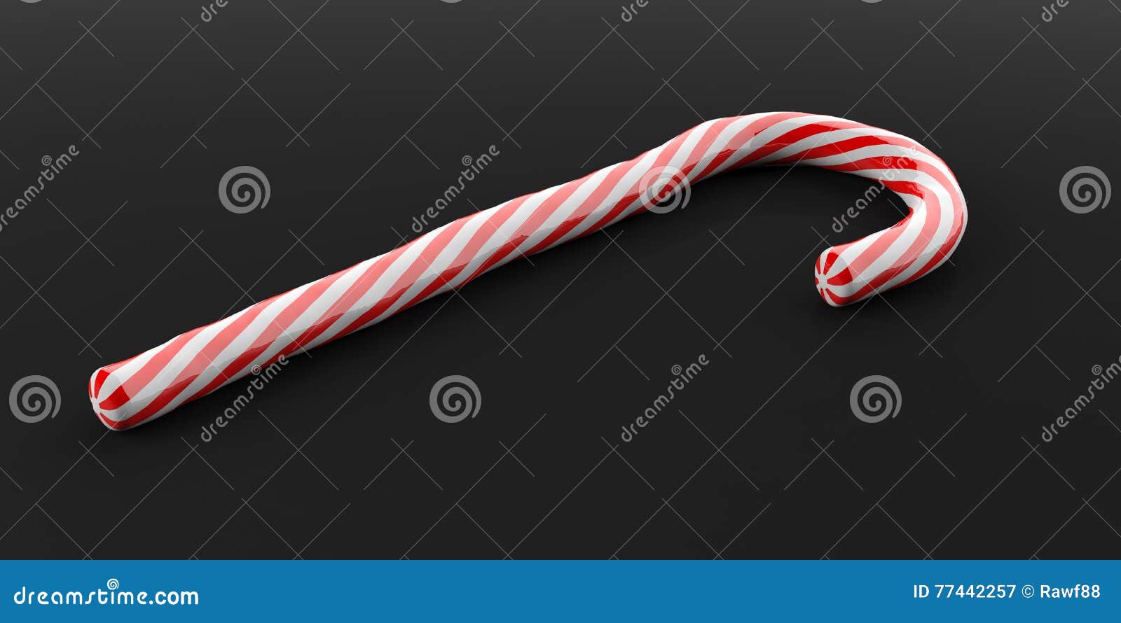3d Rendering Candy Cane on Black Background Stock Illustration