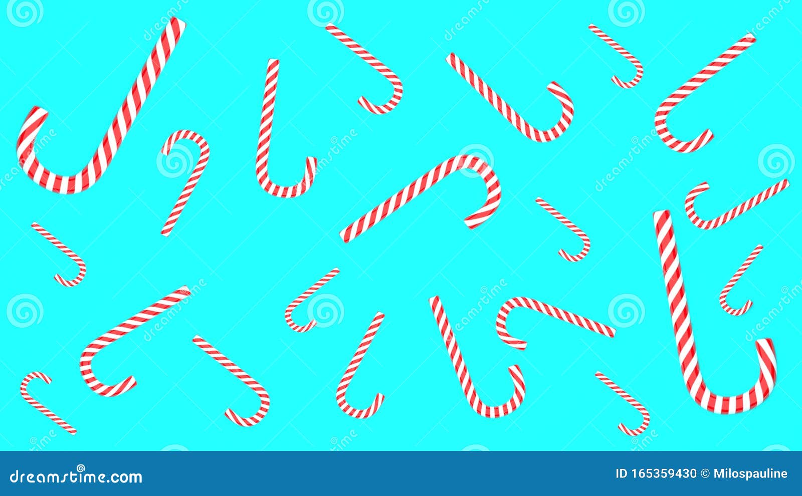 3Drendering of Candy Canes Isolated on Blue Background Stock Illustration Illustration of