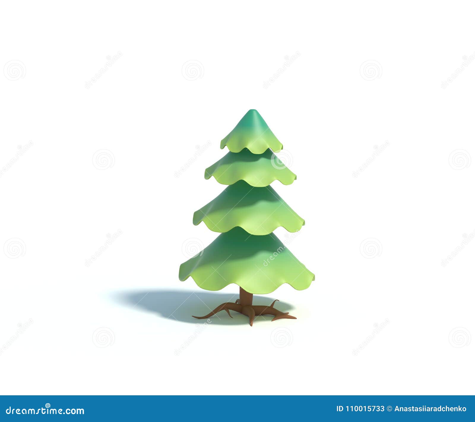3d Rendering of Cartoon Fir Tree. Stock Illustration Illustration of