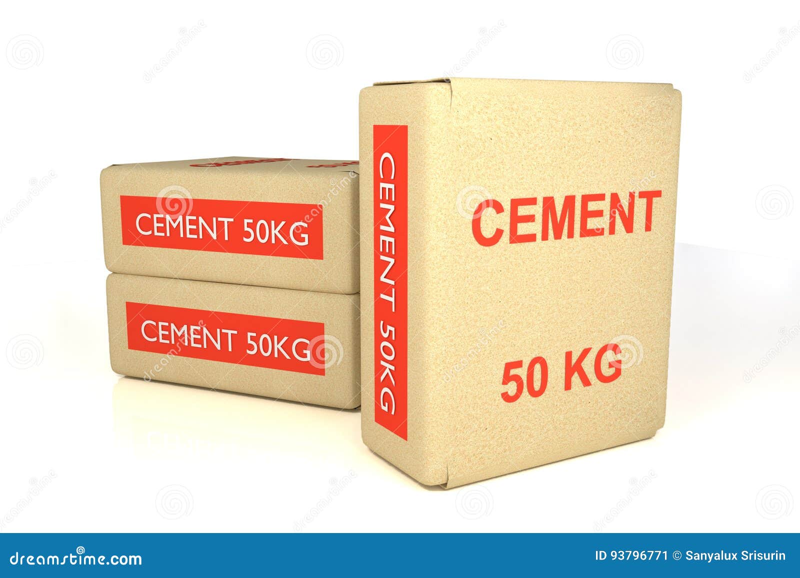 3D Rendering Of A Cement Bag On White Stock Illustration - Illustration