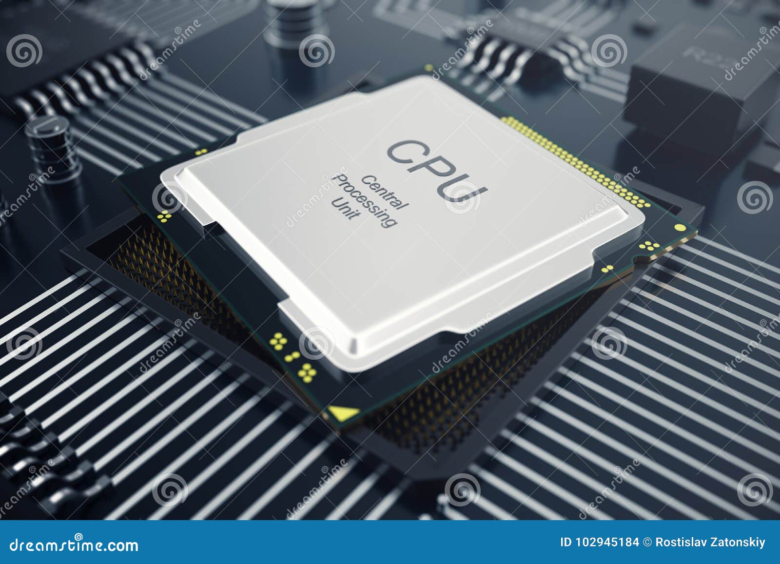 3D Rendering Central Computer Processors CPU Concept. Electronic