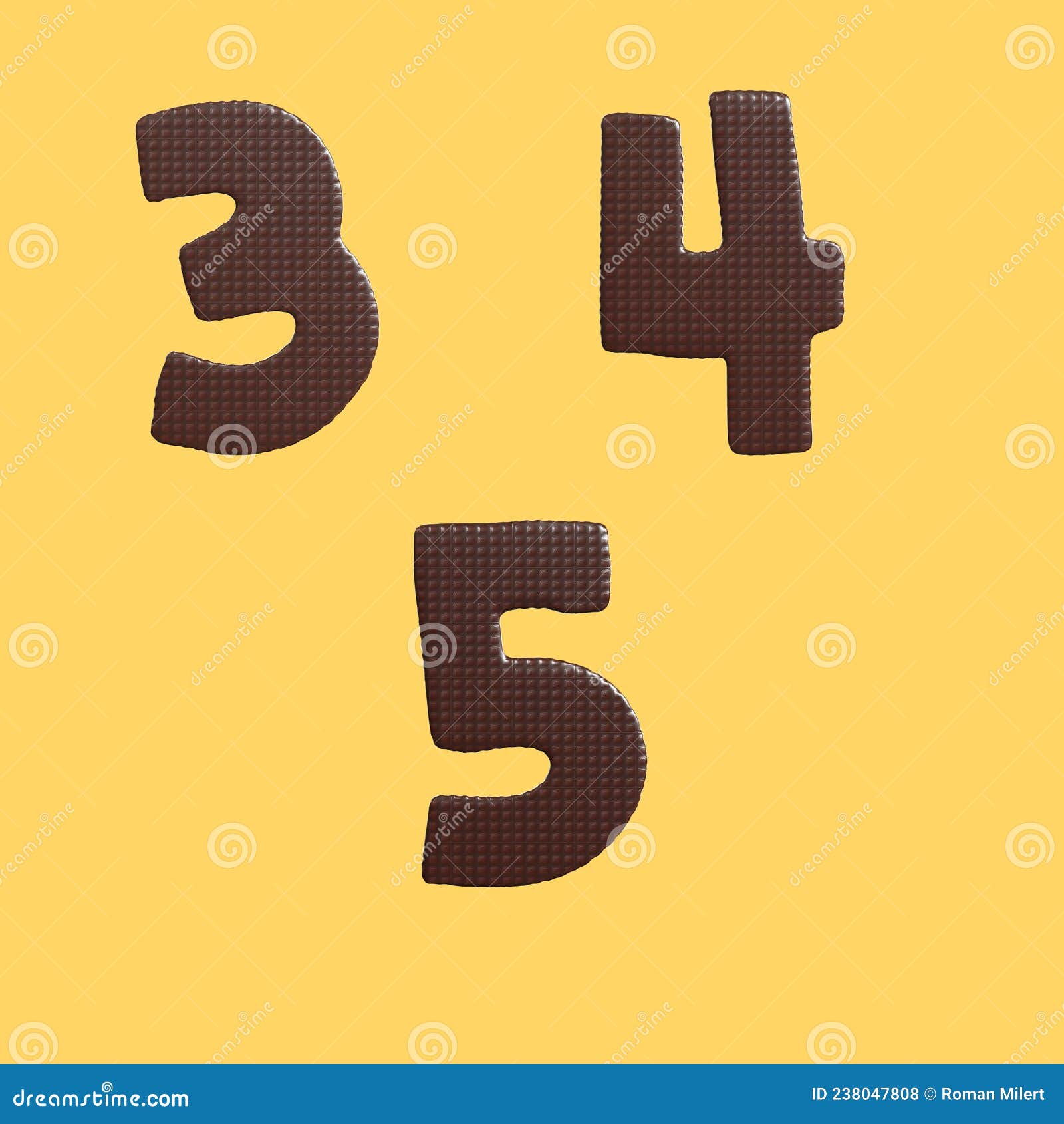Chocolate Waffle Letters Alphabet Digits 35 Stock Illustration