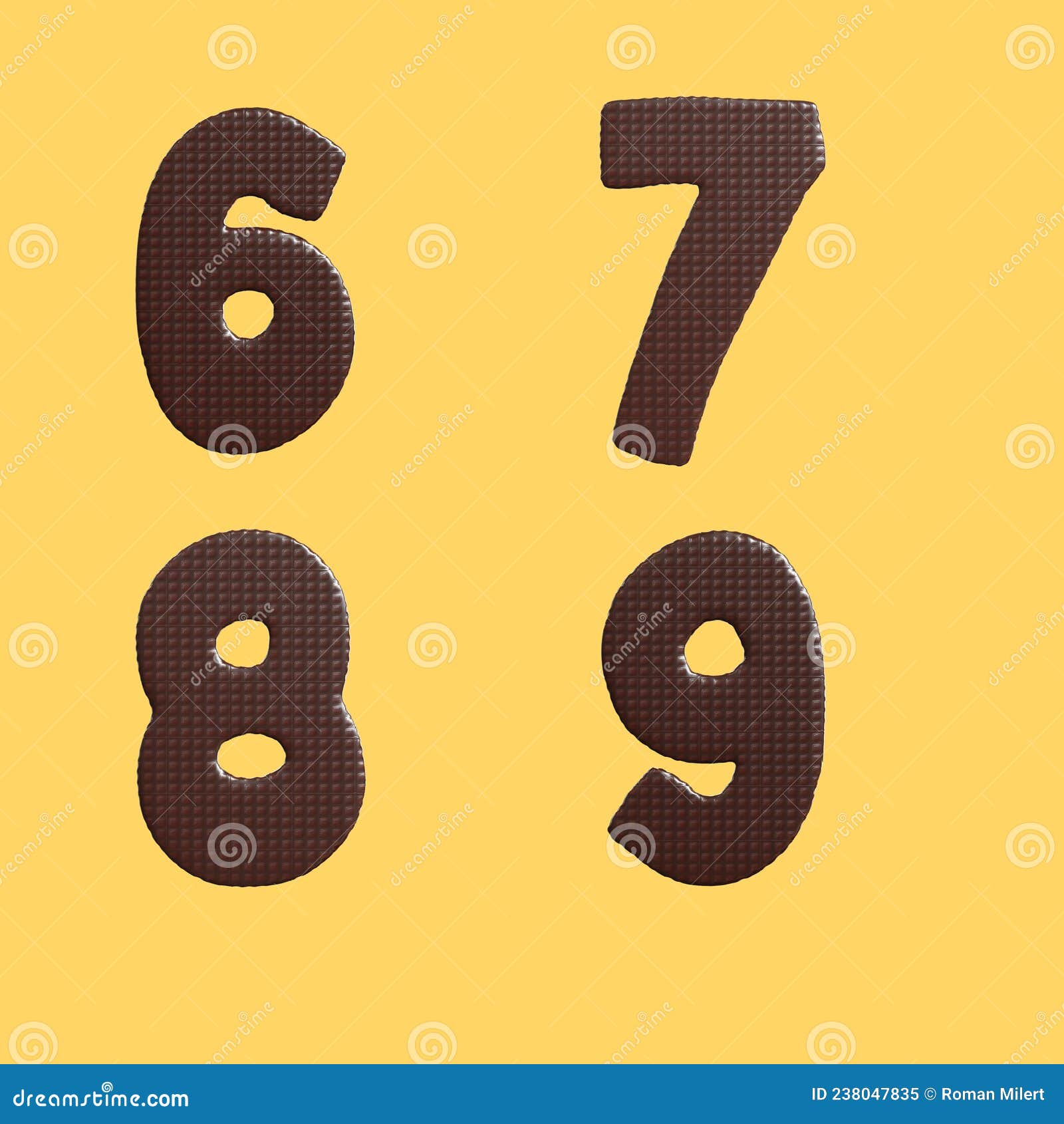 Chocolate Waffle Letters Alphabet Digits 69 Stock Illustration