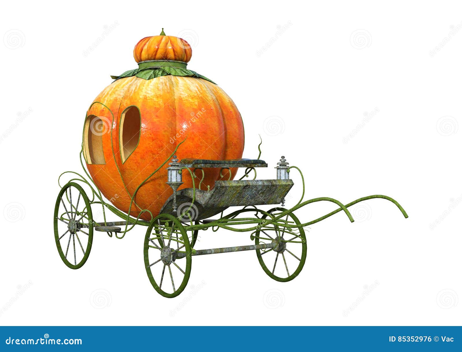 3d rendering cinderella carriage on white