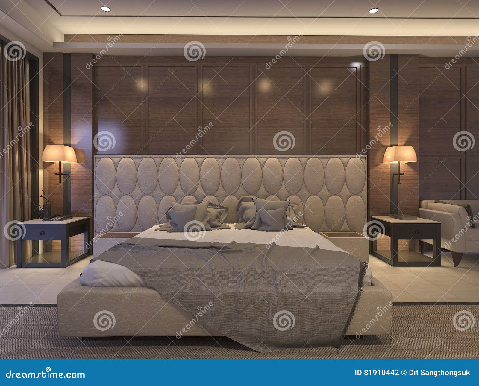 3d Rendering Classic Bedroom With Luxury Decor And Romantic Bed