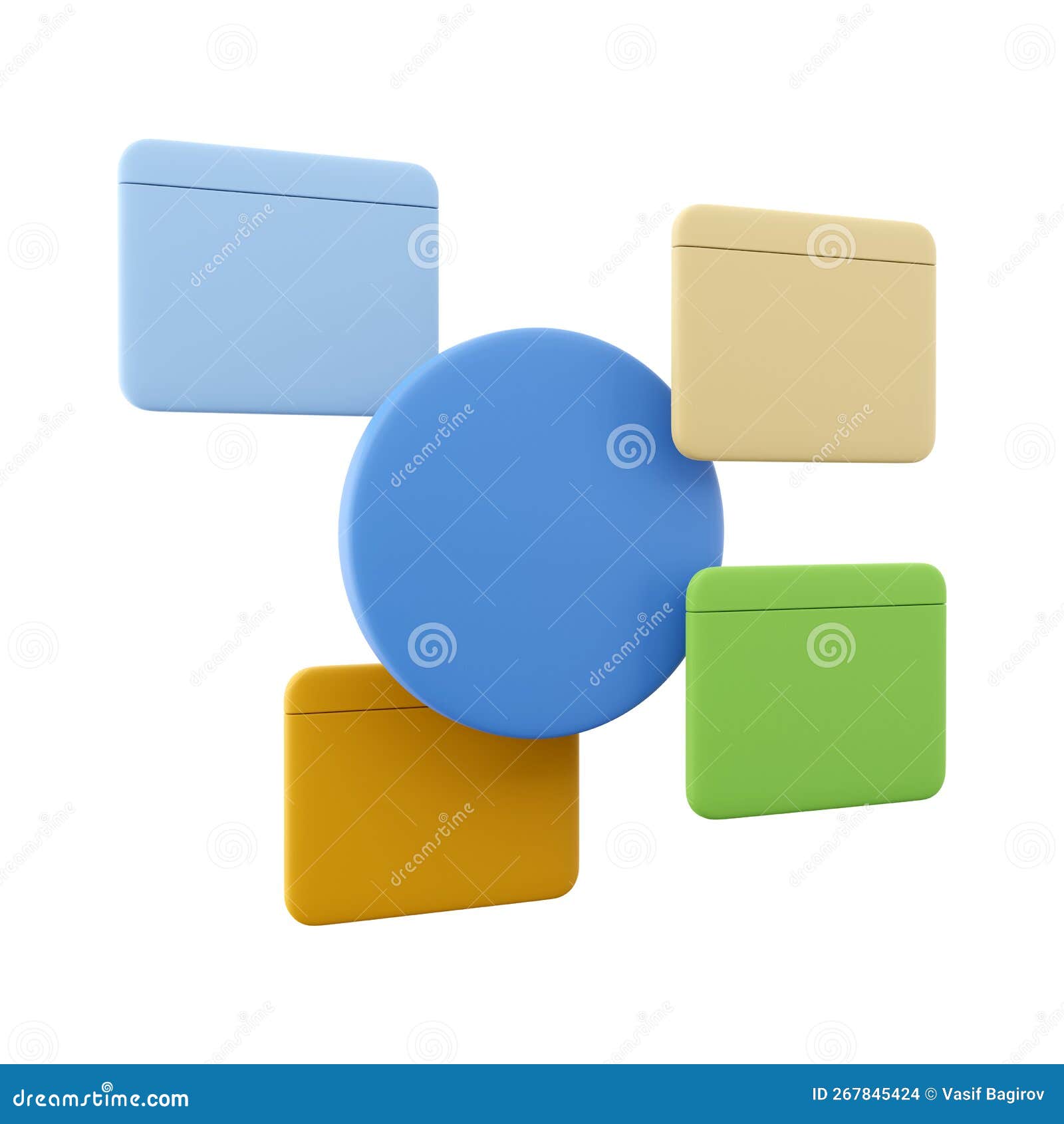 3d Rendering Clock and Notifications Icon. 3d Render Alarm Clock and