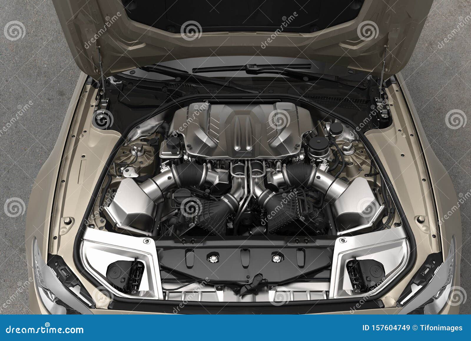 Closeup To the Engine of a Car Stock Illustration Illustration of