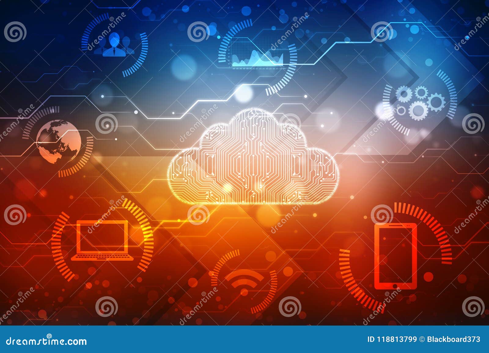 cloud computing concept background, digital abstract background