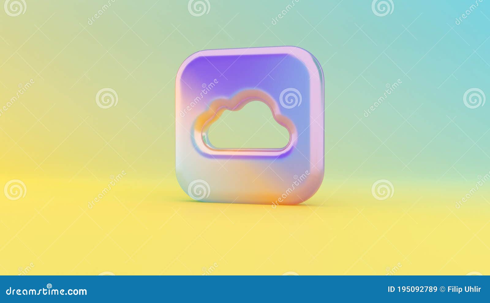 3d rendering colorful vibrant icon of icloud drive app on colored background
