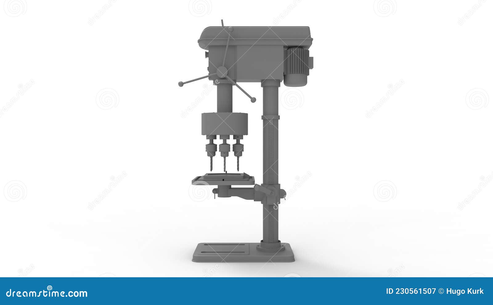3D Rendering of a Column Drill Tool Station. Pillar Drill Workshop Instrument. Milling Tool Computer Model Isolated Stock Illustration Illustration of chuck stand 230561507
