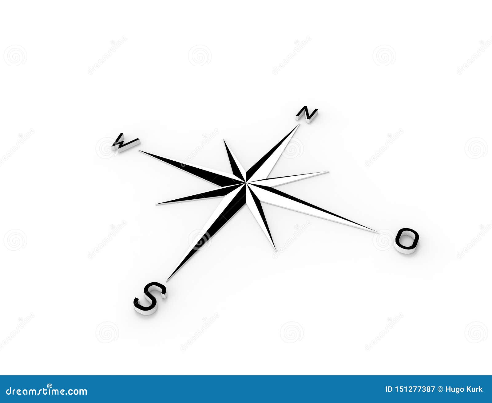 3d Rendering of a Compass North West South East Isolated in White