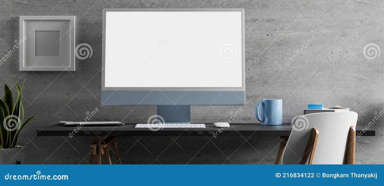 3d Rendering Computer Schreibtisch Mit Monitor Zubehör Zubehör Und