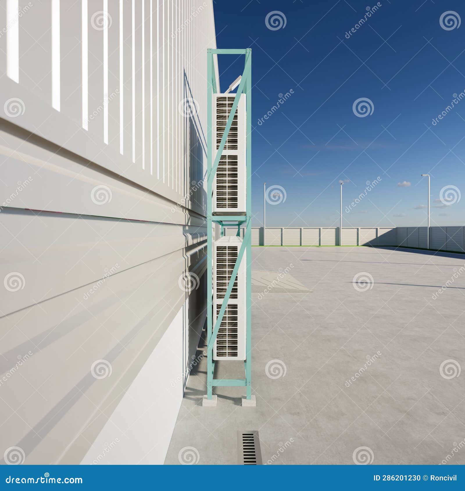 3d Rendering of Condenser Unit for Hvac System Stock Illustration