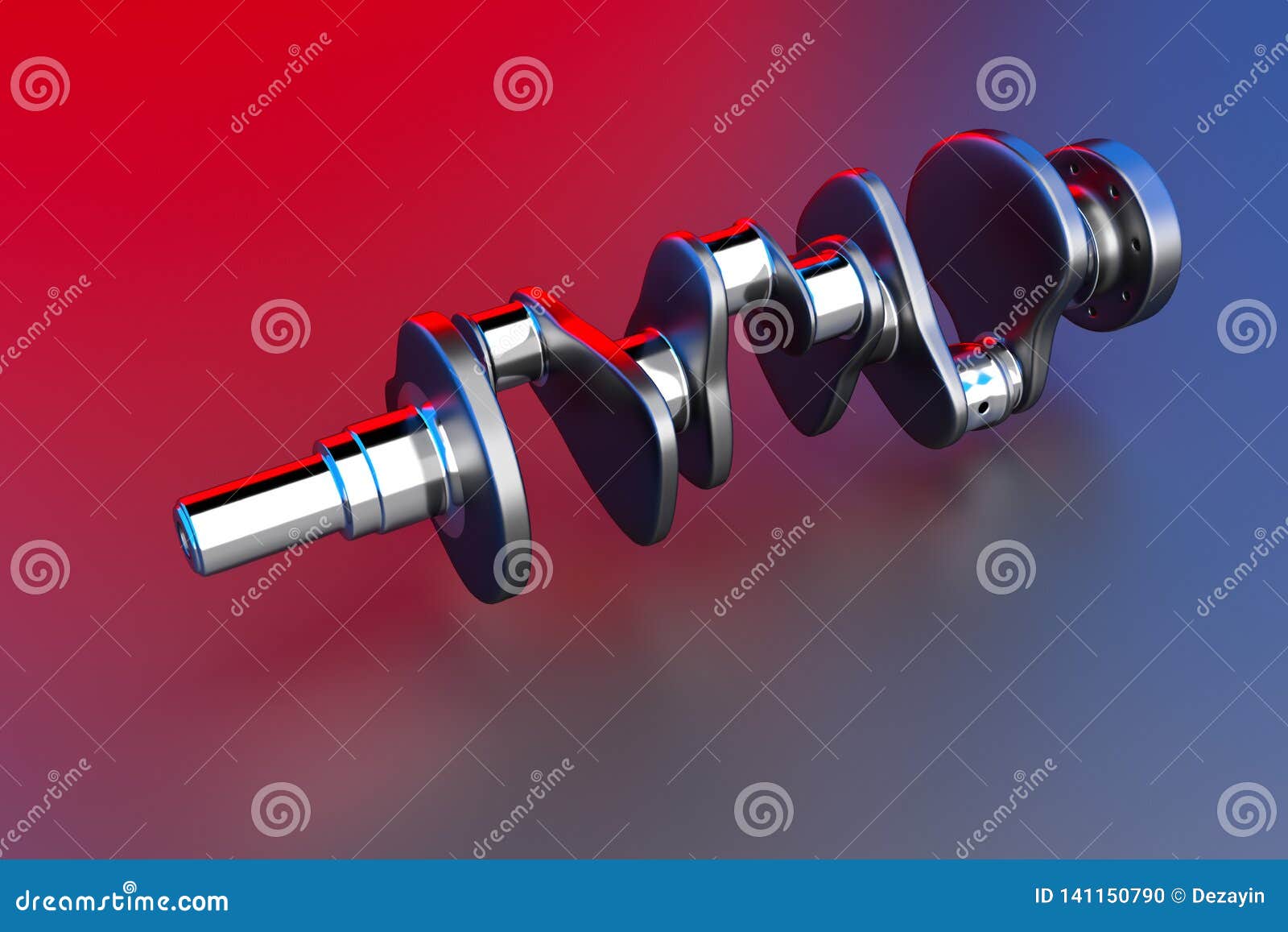 3d rendering. crankshaft for 6v cylinders engine.