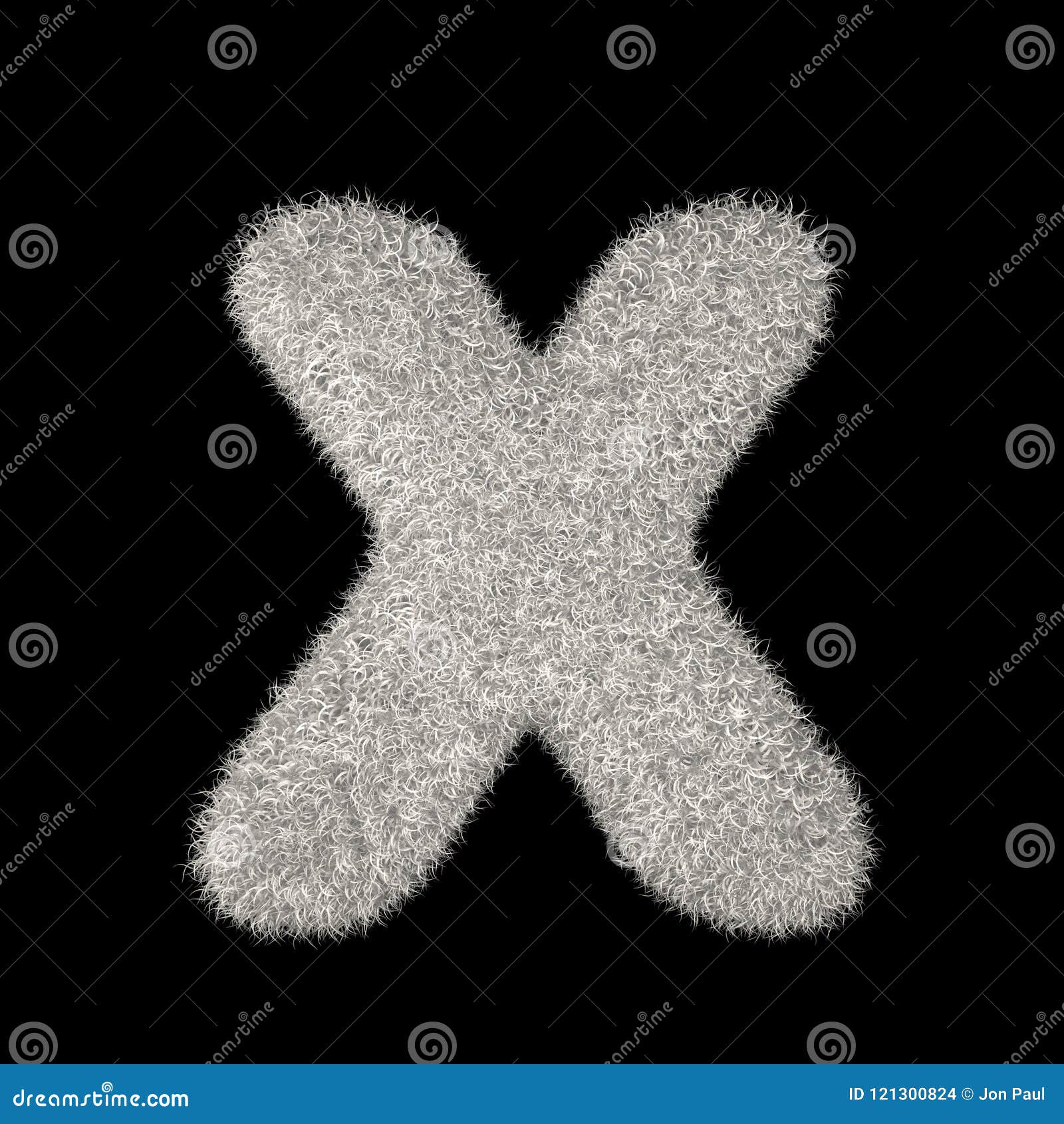 3d rendering creative  white furry letter x