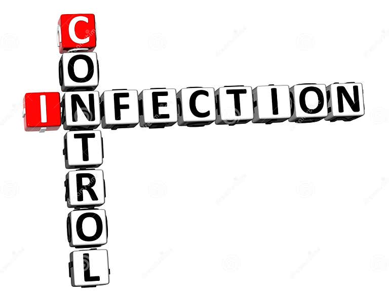 3D Rendering Crossword Control Infection Word Over White Background