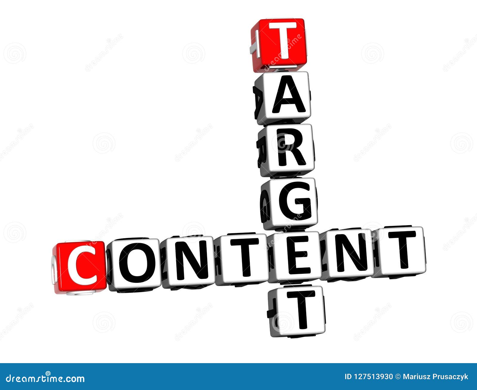 3D Rendering Crossword Target Content Over White Background. Stock