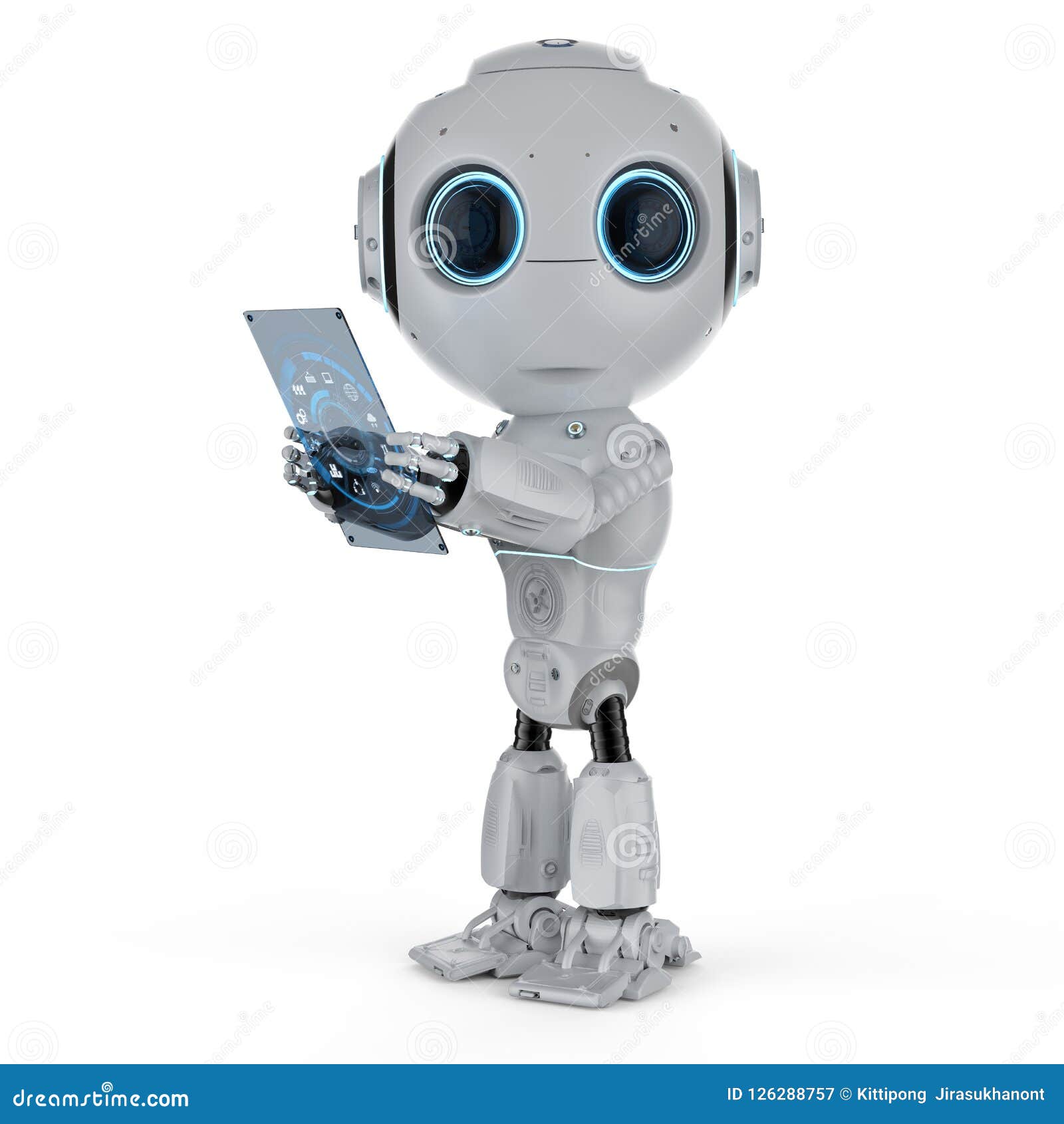 perecer Algebraico Si Mini robot with tablet stock illustration. Illustration of lovable -  126288757