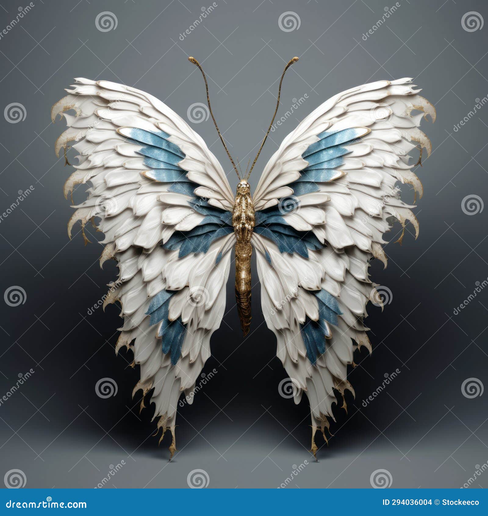 3d rendering of decorative butterfly with blue wings