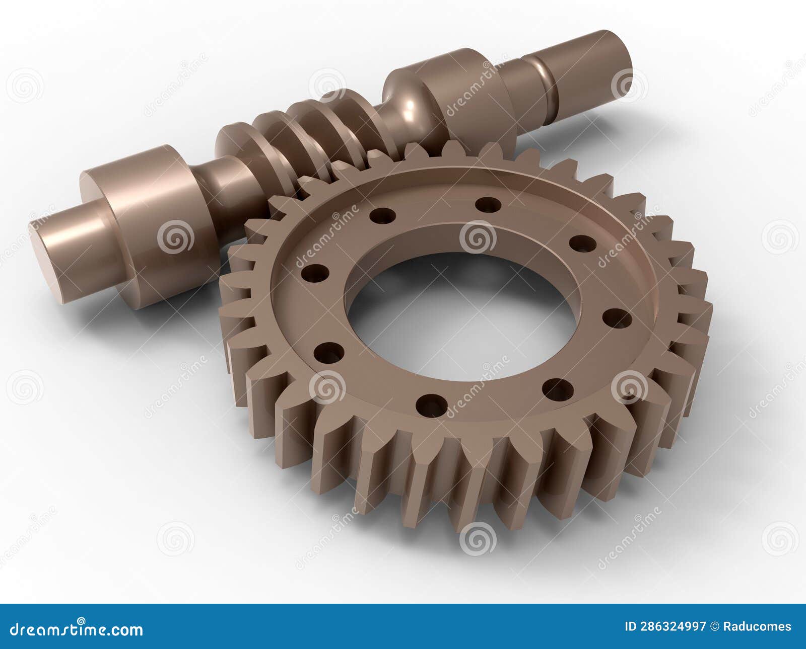 3D Rendering Detailed Worm Gear Assembly Stock Illustration