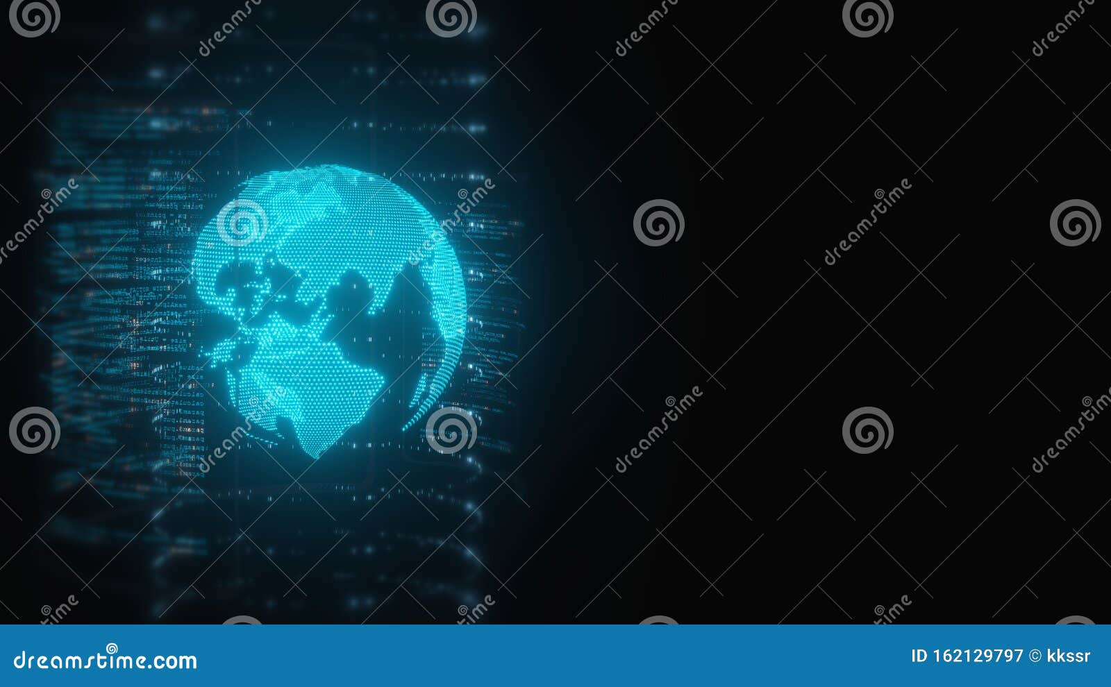 3D Rendering of Digital Hologram Earth with Wire Frame and Glowing Led Blue Color on Blur Software Source Stock Illustration - Illustration of binary, link: 162129797