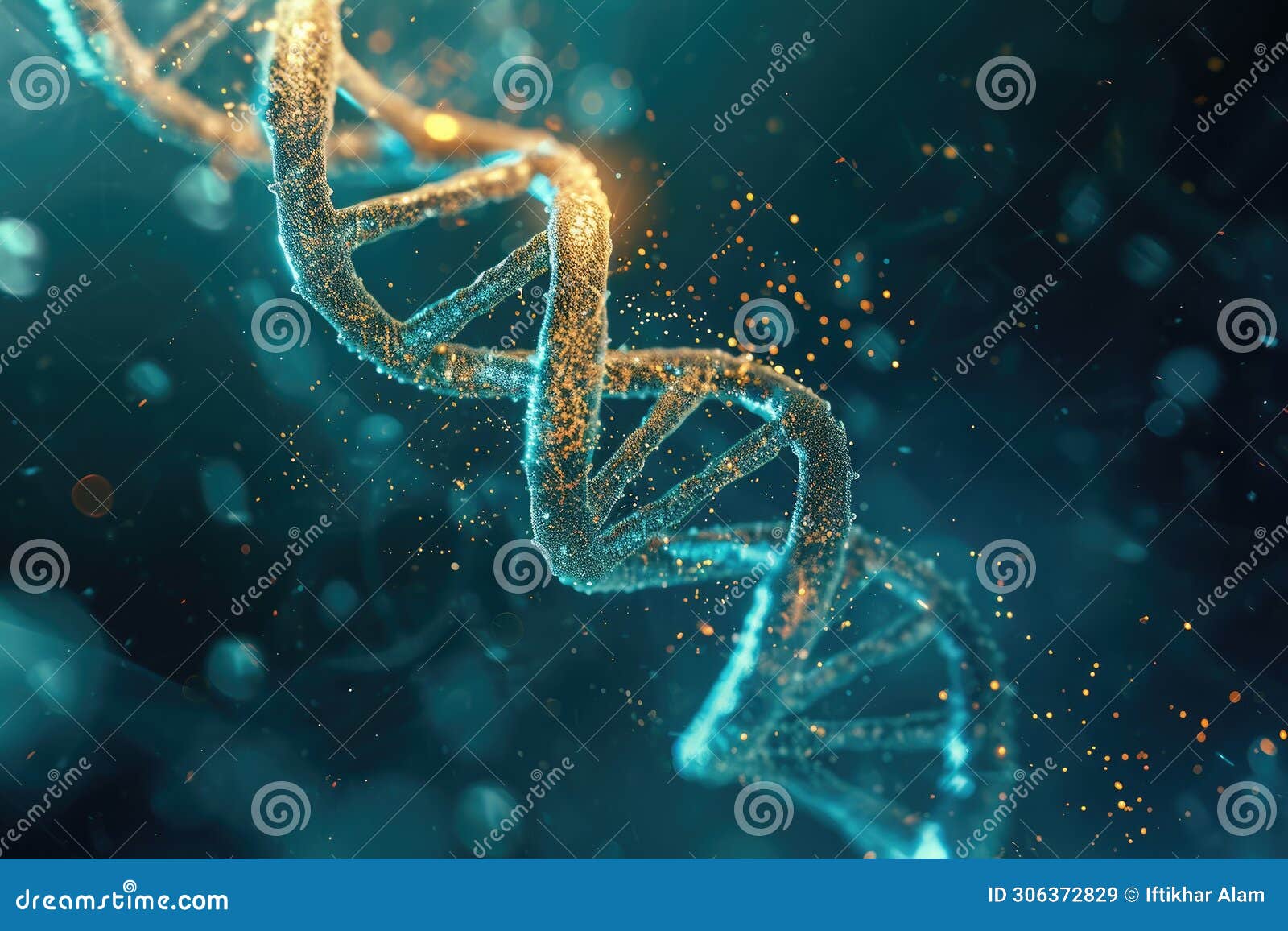 3d rendering of a double-stranded strand of strands, an intricate depiction of a dna helix being manipulated, ai generated