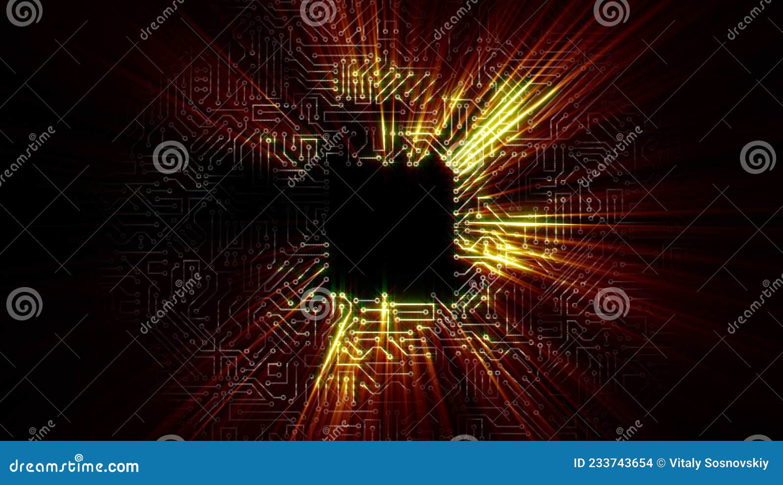 3D Rendering of an Electrical Pulse Passing through the Circuits of a