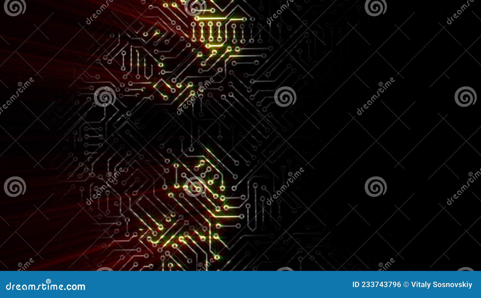 3D Rendering of an Electrical Pulse Passing through the Circuits of a