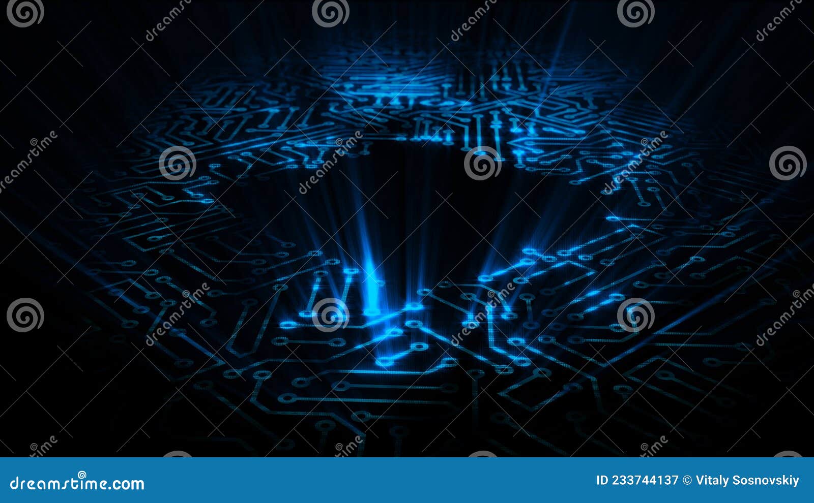 3D Rendering of an Electrical Pulse Passing through the Circuits of a