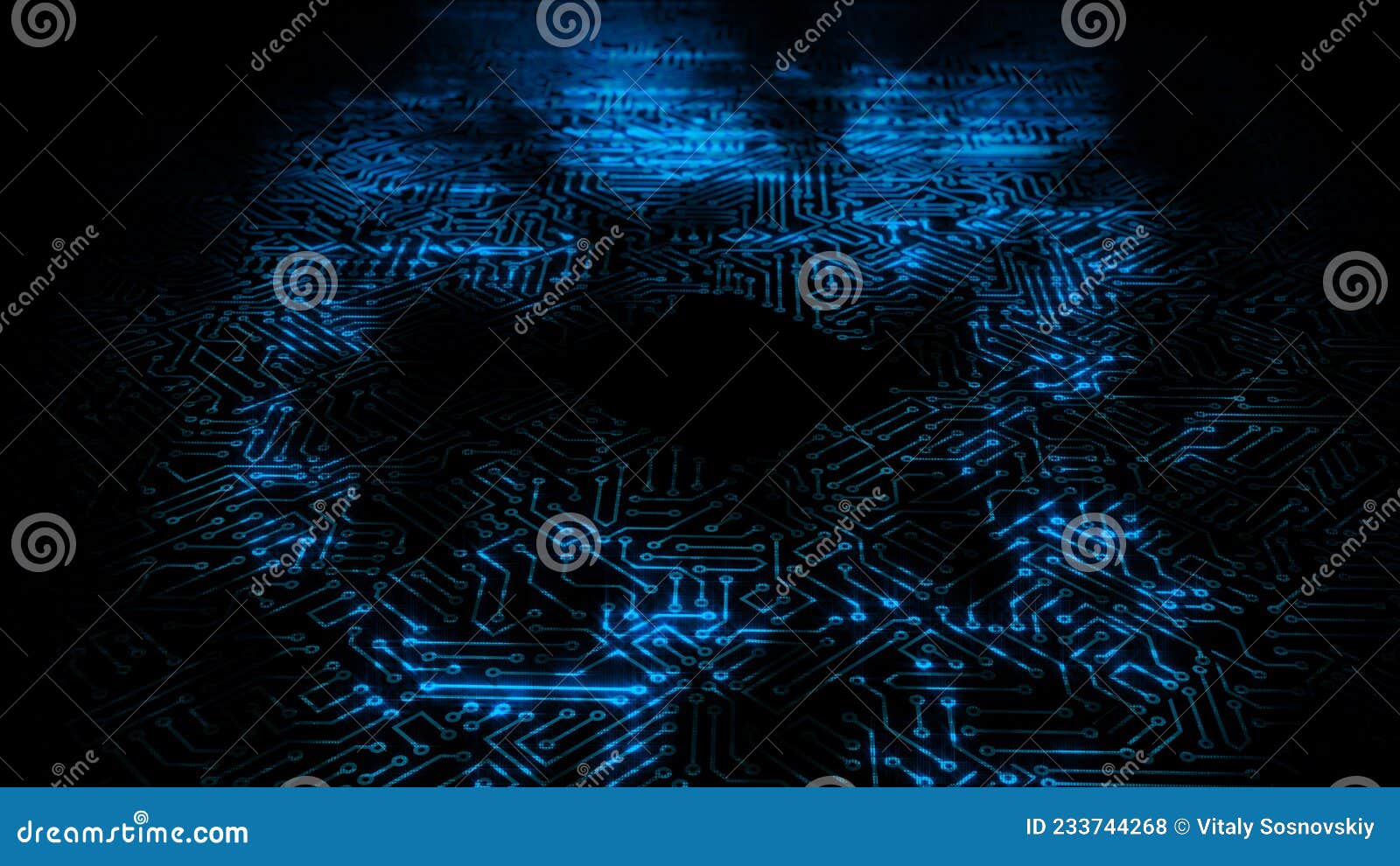 3D Rendering of an Electrical Pulse Passing through the Circuits of a