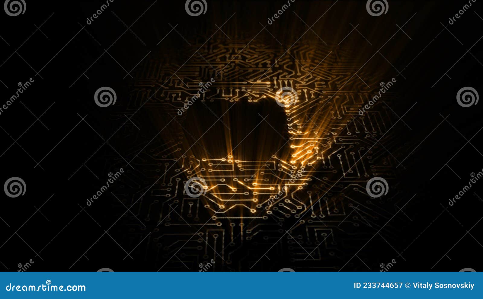 3D Rendering of an Electrical Pulse Passing through the Circuits of a
