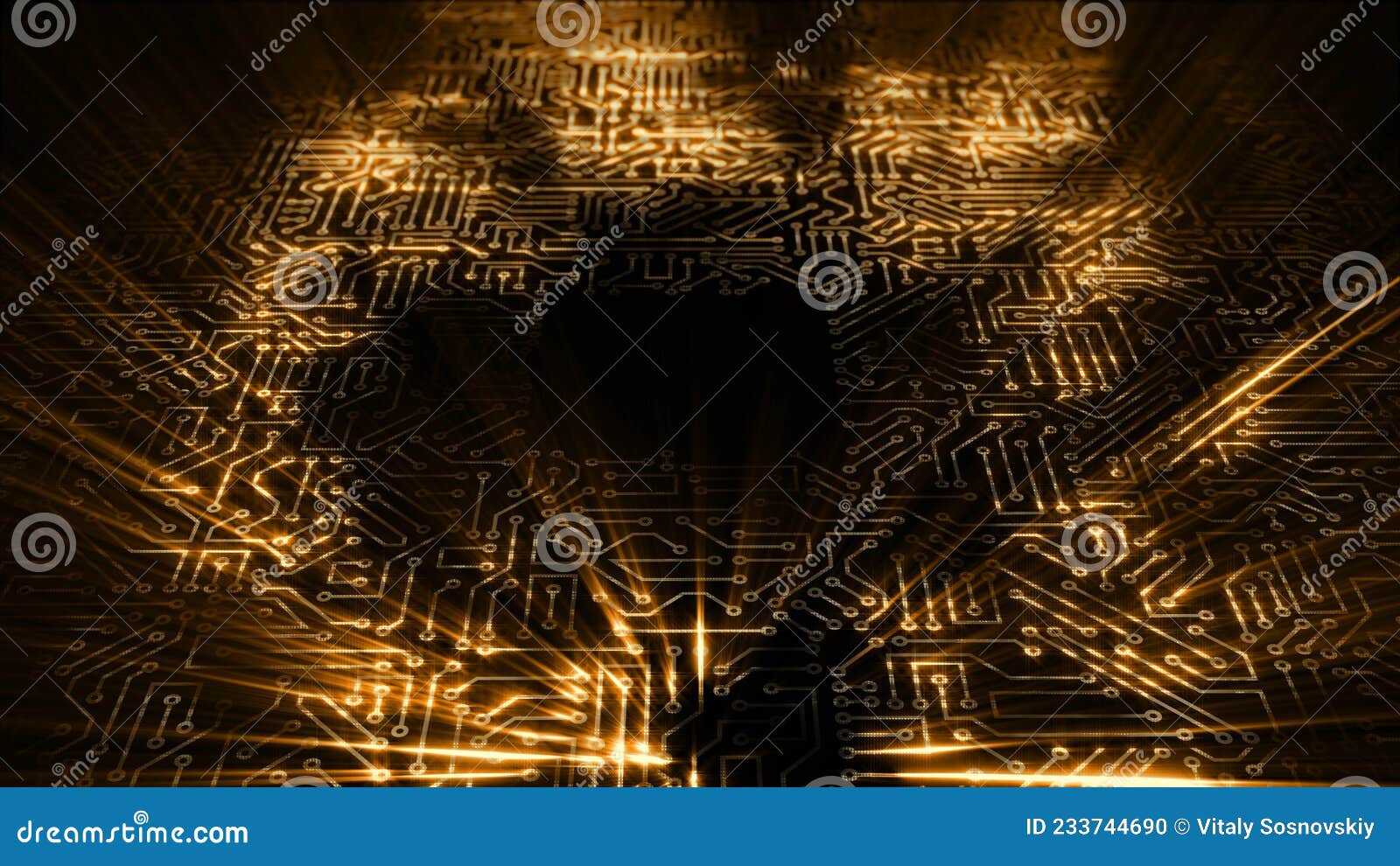 3D Rendering of an Electrical Pulse Passing through the Circuits of a