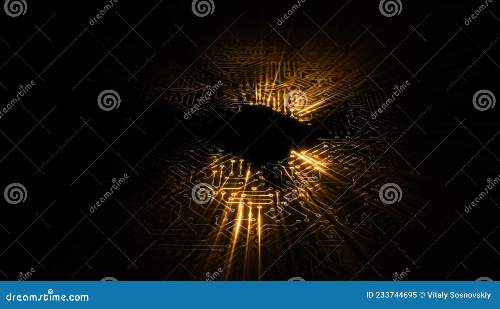 3D Rendering of an Electrical Pulse Passing through the Circuits of a