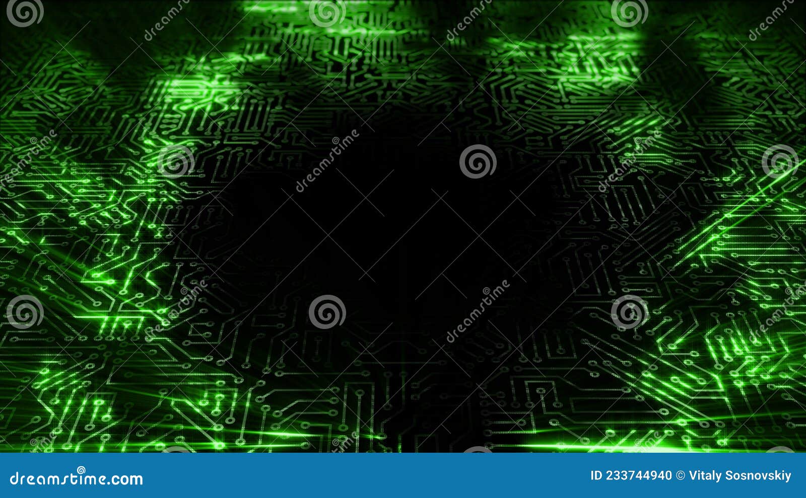 3D Rendering of an Electrical Pulse Passing through the Circuits of a
