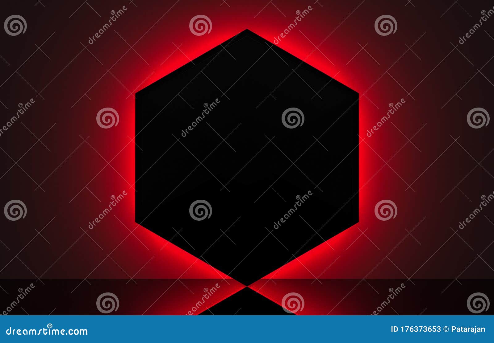 Download 3d Rendering Empty Black Hexagon Shape Space Frame With Red Neon Light Retro Design Stage Wall Background Stock Illustration Illustration Of Background Luxurious 176373653