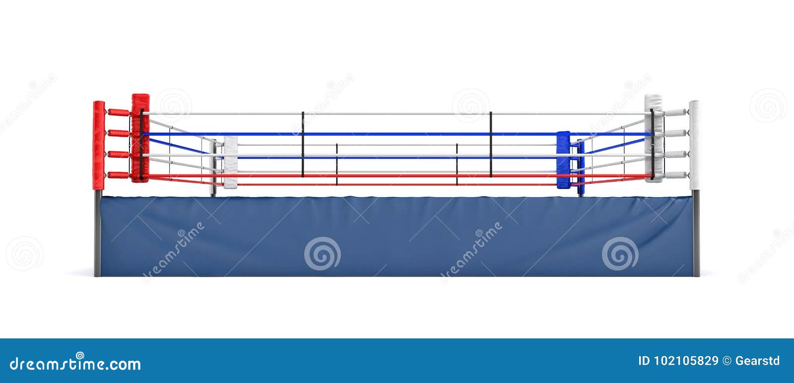 3d Rendering of an Empty Boxing Ring in Front View Isolated in White  Background. Stock Illustration - Illustration of contest, posts: 102105829