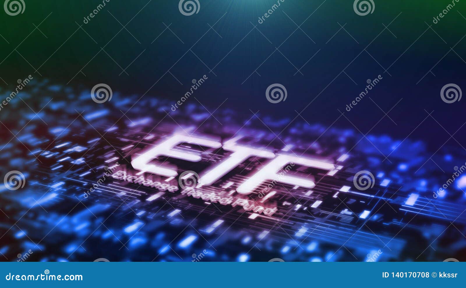 3D Rendering Of ETF Exchange Traded Fund And Digital Binary Numbers
