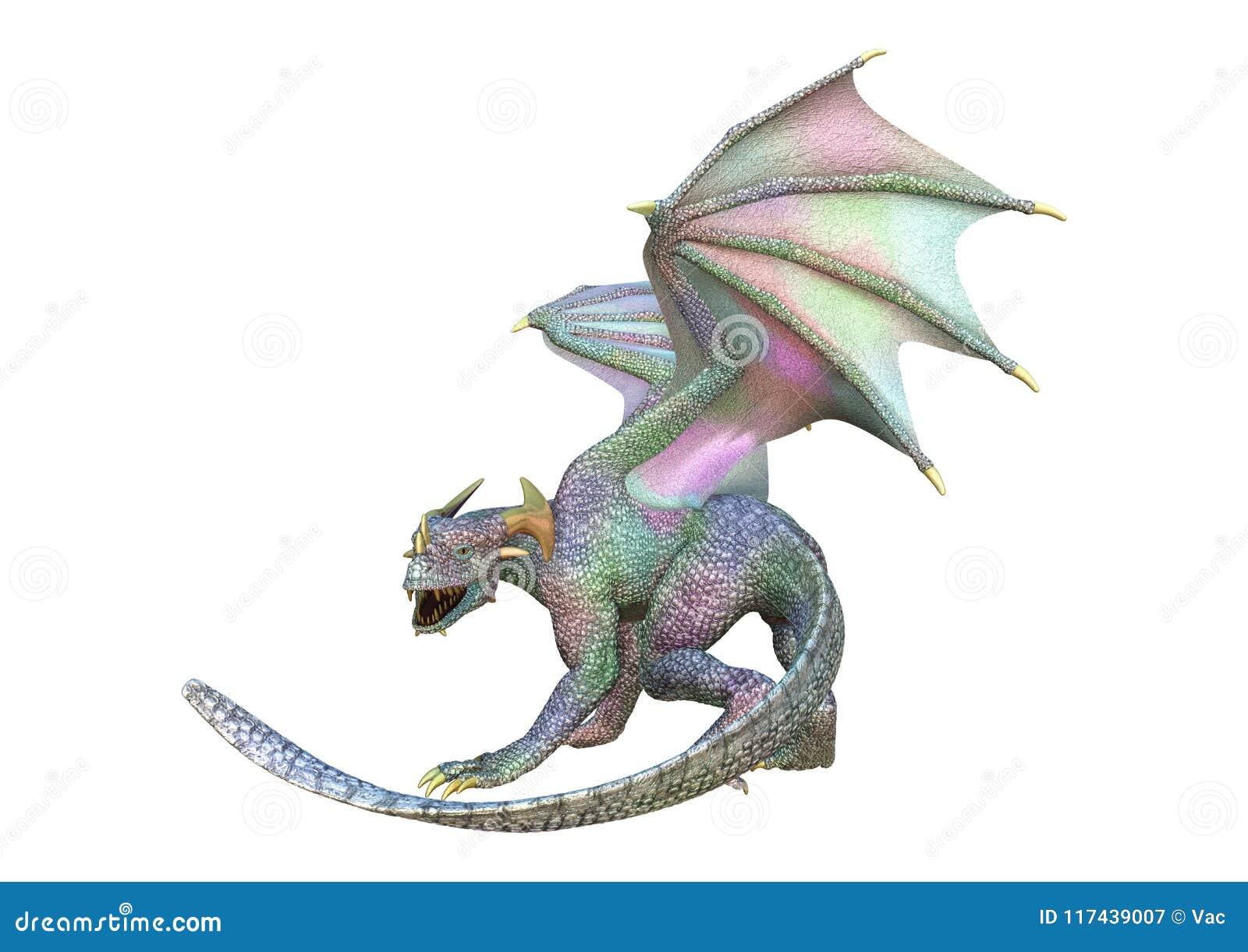 3d rendering fantasy dragon on white