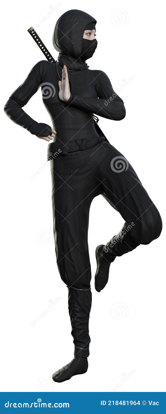 3D Rendering Female Ninja on White Stock Illustration Illustration of