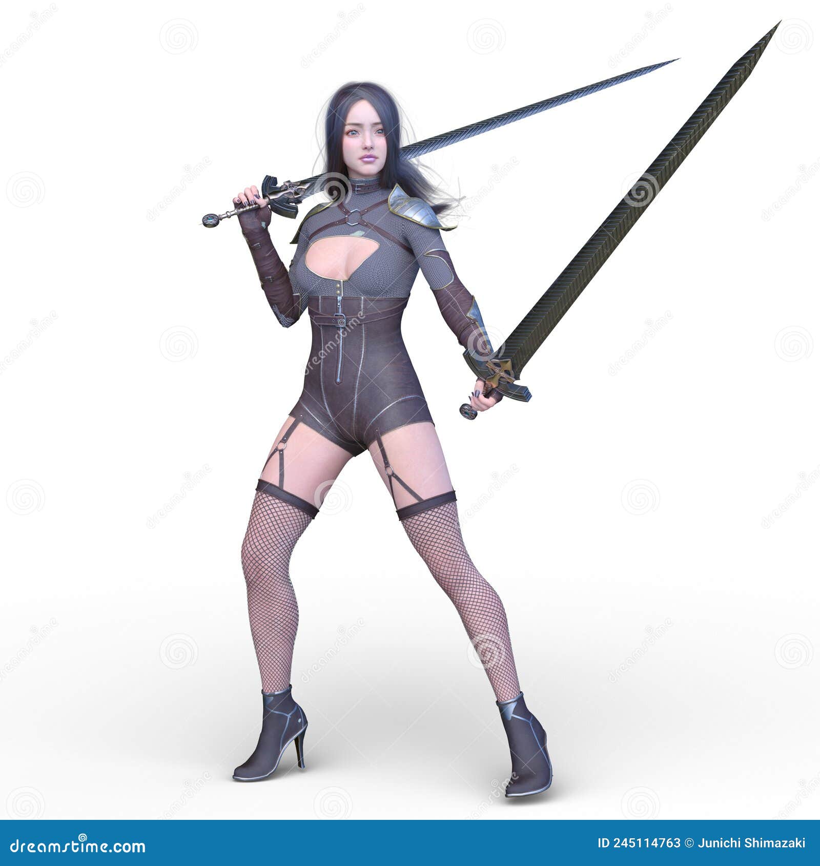 3D Rendering of a Female Warrior Stock Illustration Illustration of
