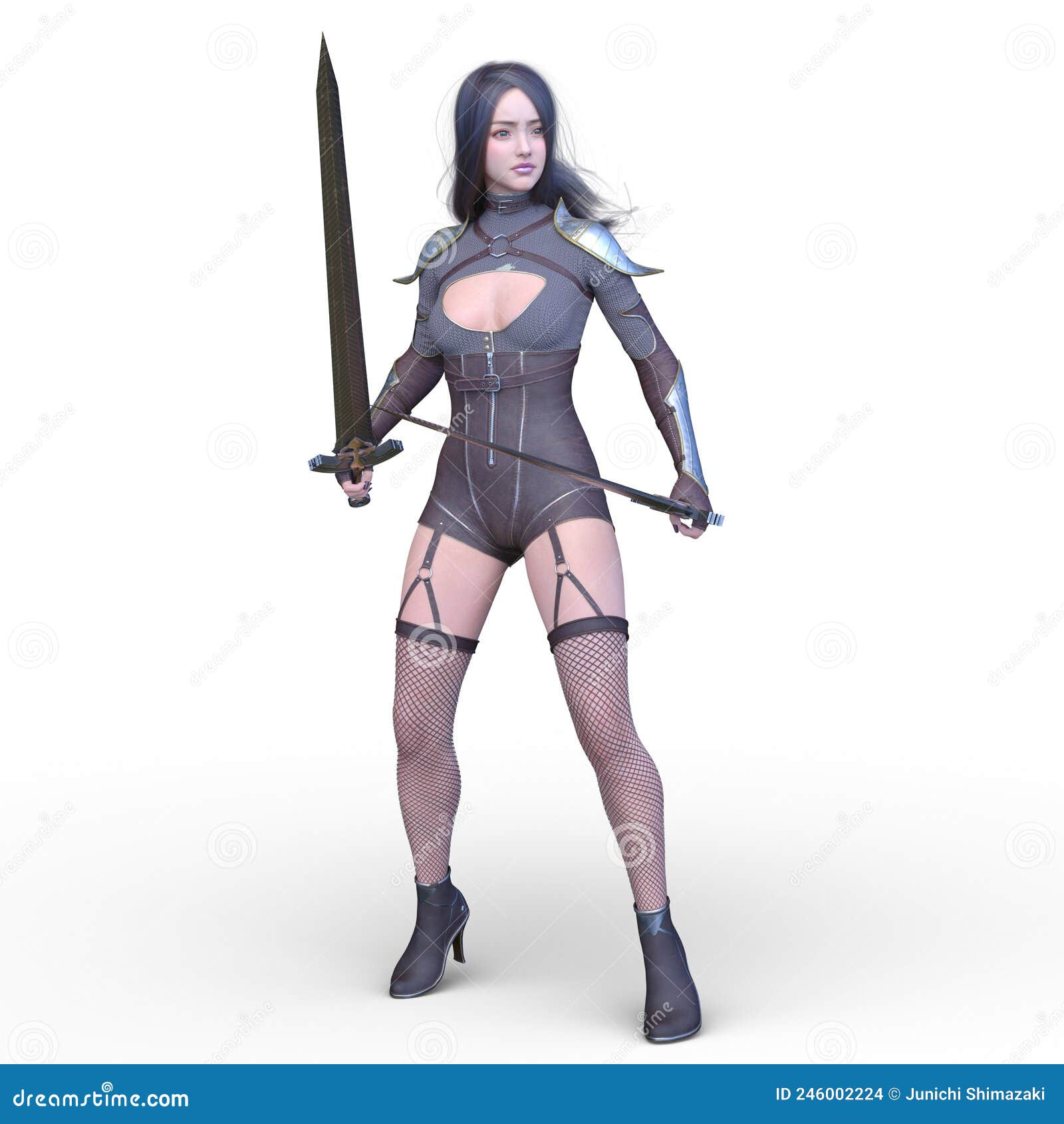 3D Rendering of a Female Warrior Stock Illustration Illustration of