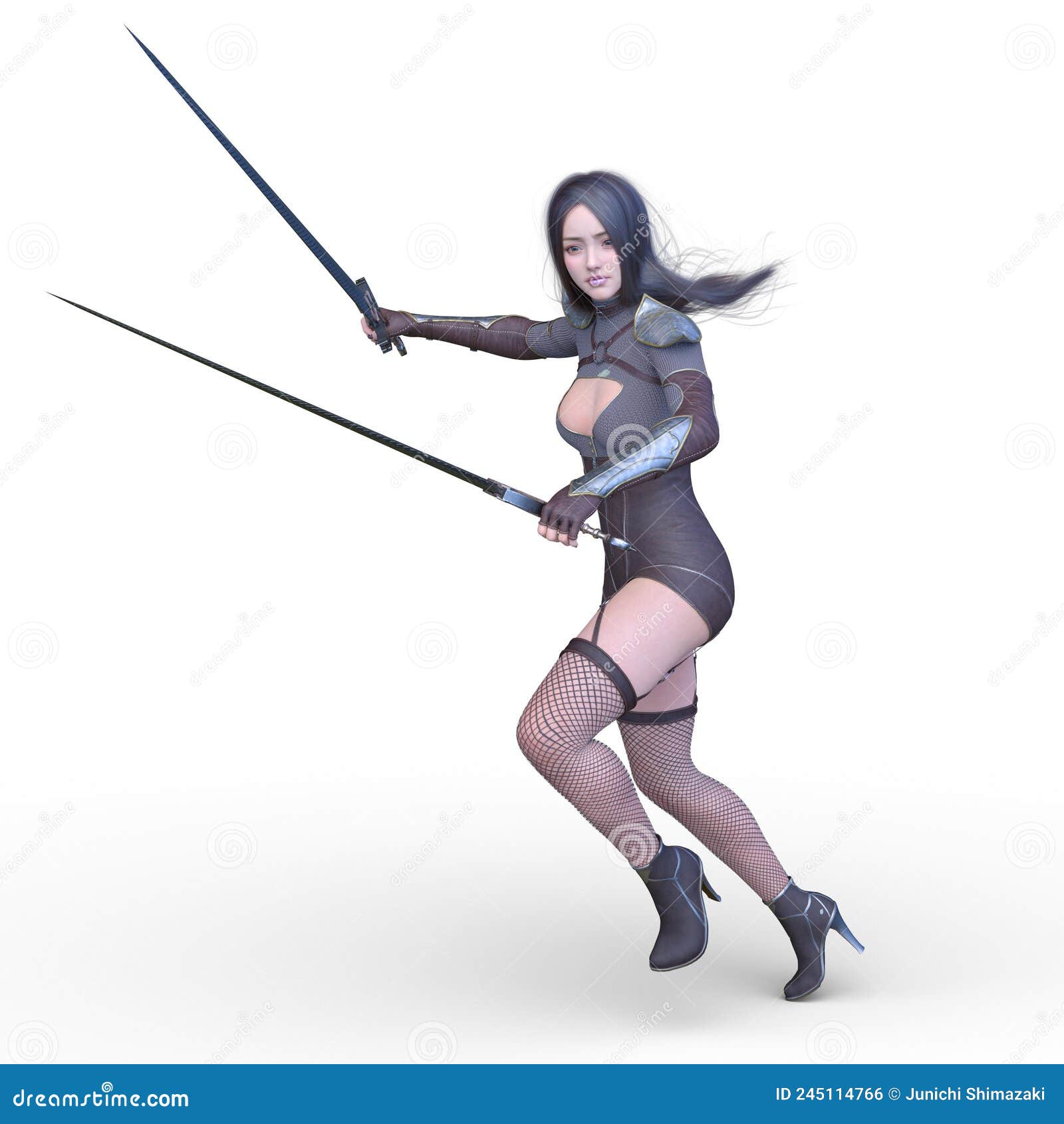 3D Rendering of a Female Warrior Stock Illustration Illustration of