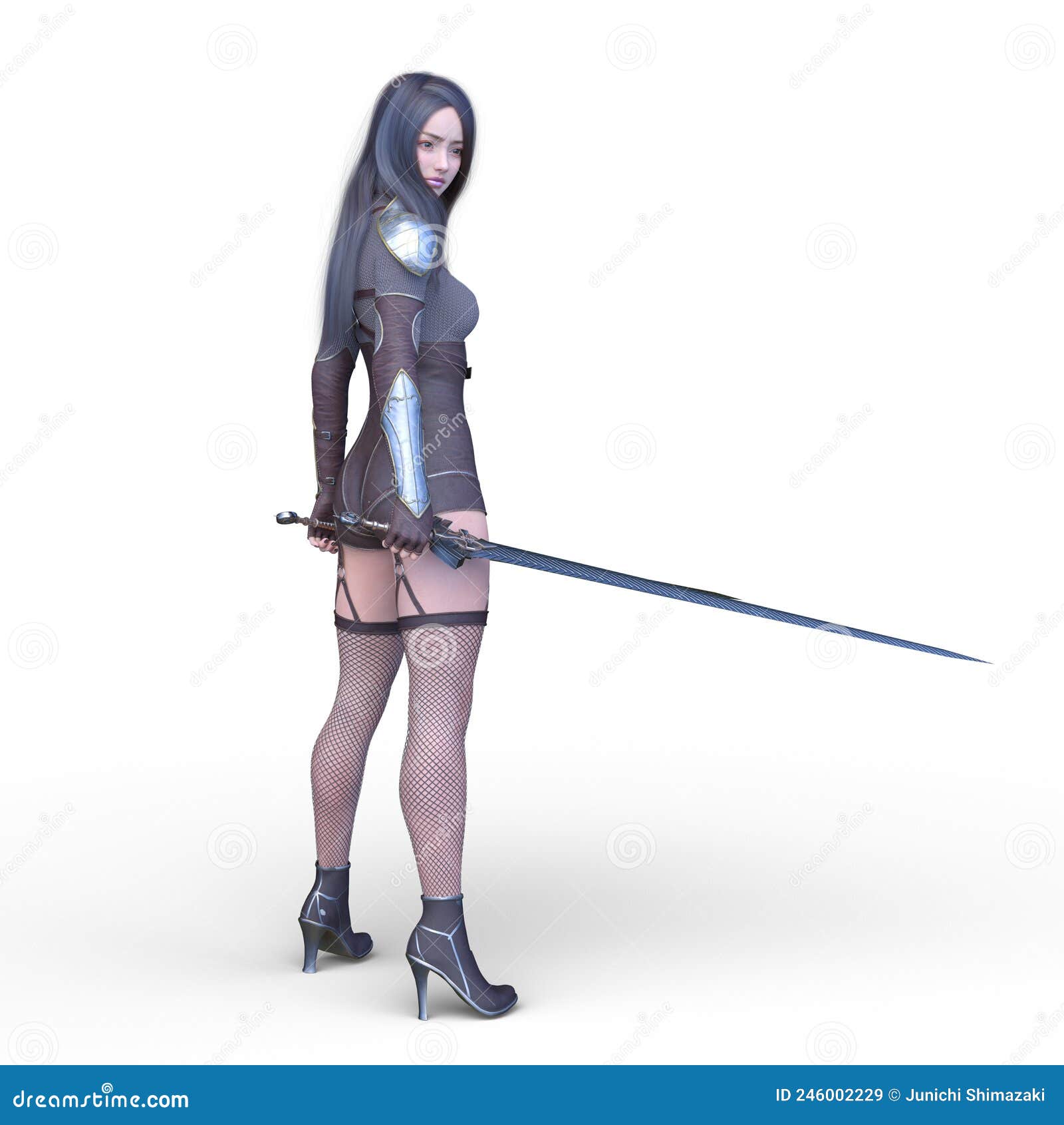 3D Rendering of a Female Warrior Stock Illustration Illustration of